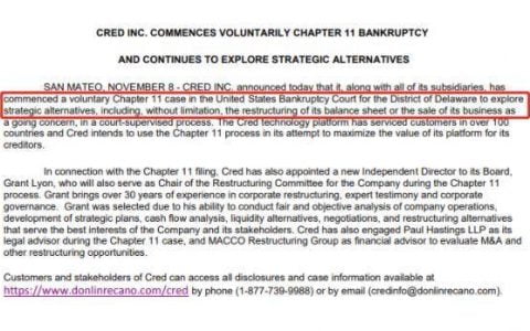 主动申请破产保护，Cred 究竟发生了什么？