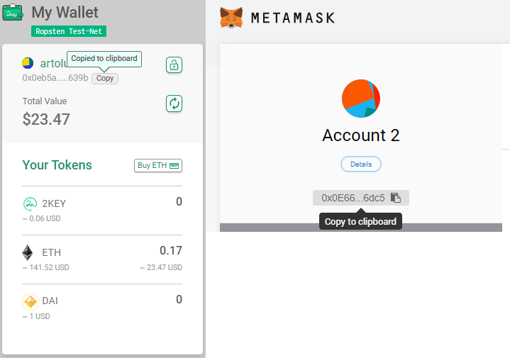 将Metamask连接到你的2key帐户