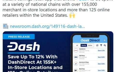 借助 Dash，加密货币入侵了美国 155,000 家企业