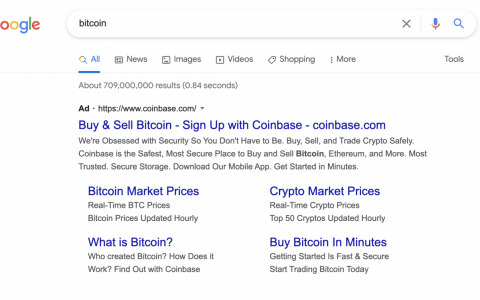谷歌开始投放比特币广告