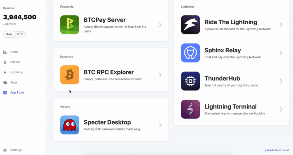 Umbrel 推出允许运行个人比特币和闪电节点的操作系统
