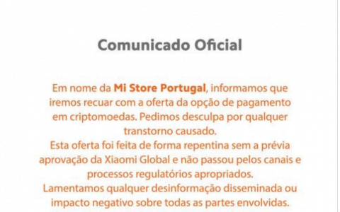 不，小米尚未开始在葡萄牙接受加密货币