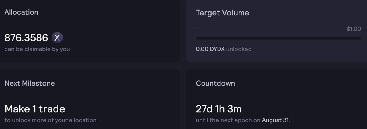 专用界面上的奖励示例。