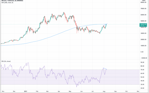 比特币 (BTC) 2021 年 8 月 7 日 – 44,700 美元的关键测试