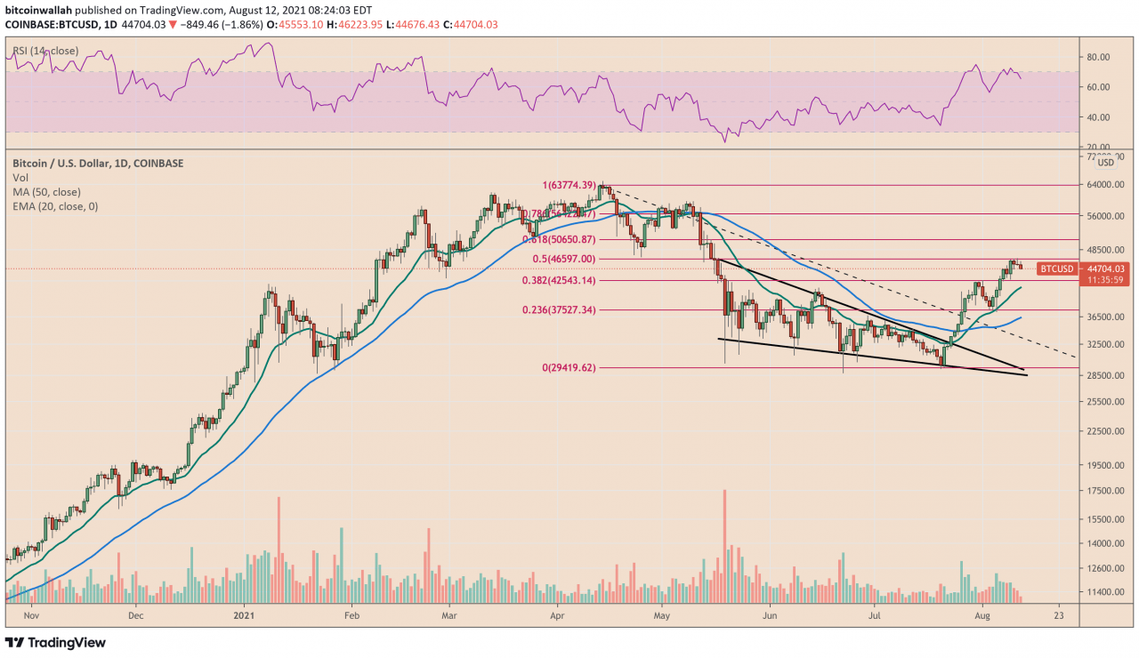 随着 BTC 价格跌破 45,000 美元，比特币“卖出反弹”指标再次闪烁