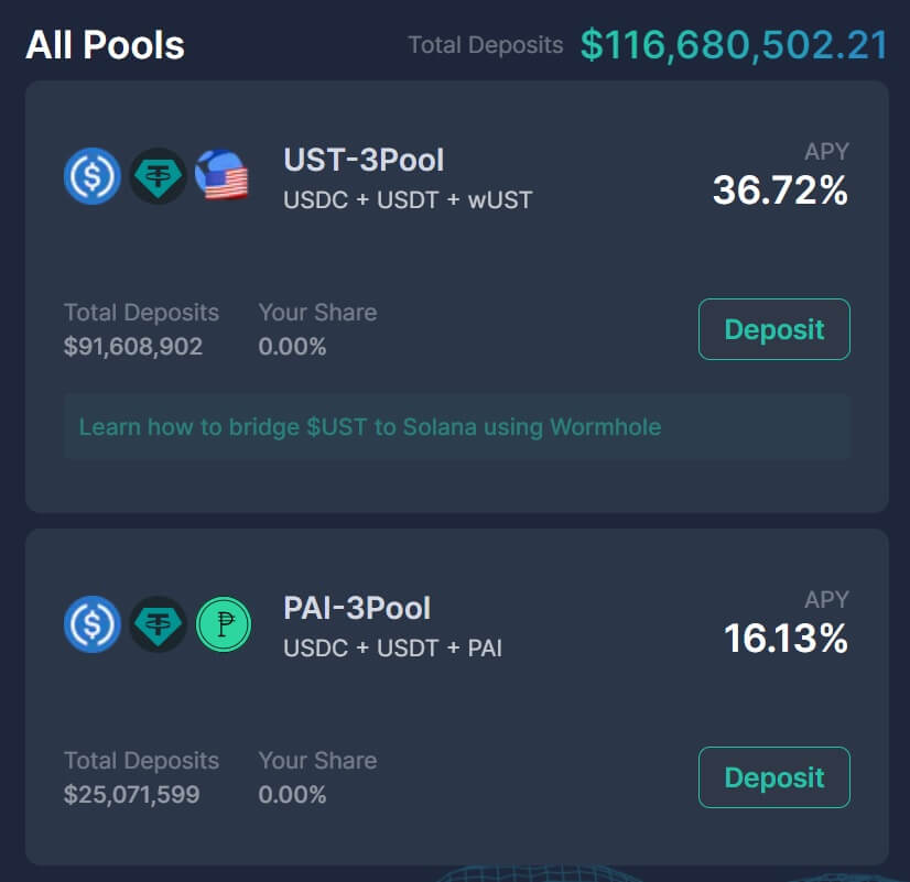 Mercurial Finance - 3Pools - UST 和 PAI