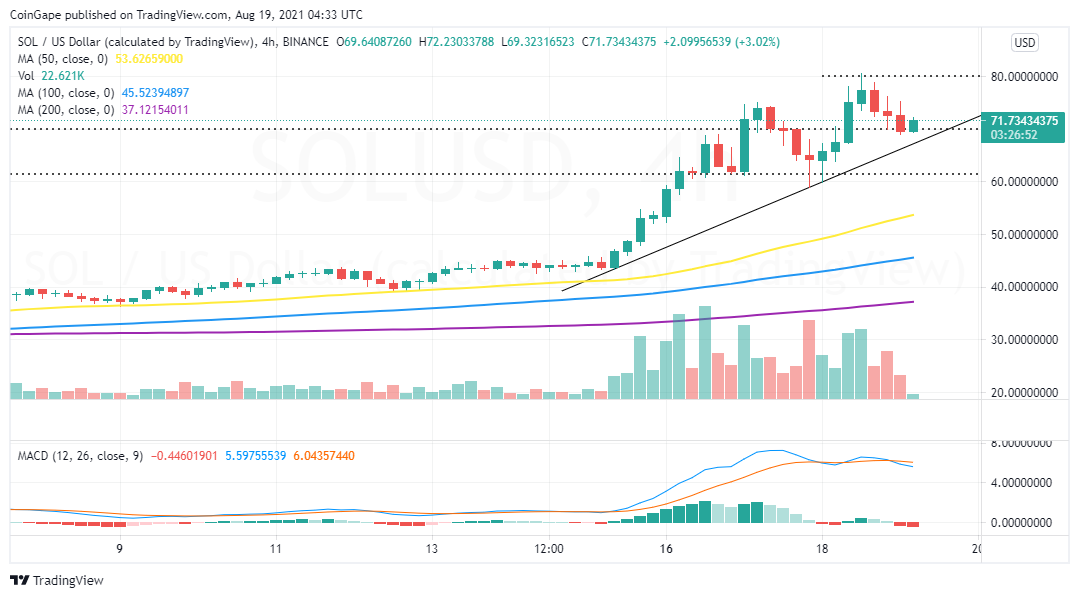 SOL/USD 价格K线走势图 