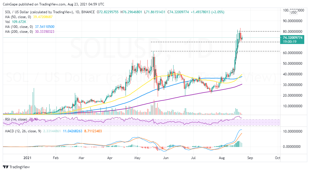 SOL/USD 价格K线走势图 