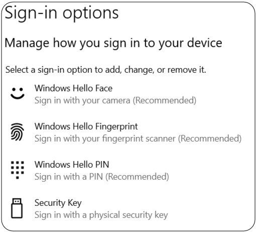 Windows Hello 支持添加到 Internet 标识