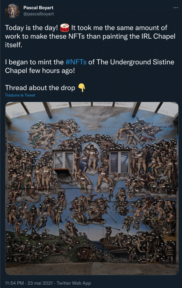 Pascal Boyart 在 Twitter 上宣布出售他的 NFT
