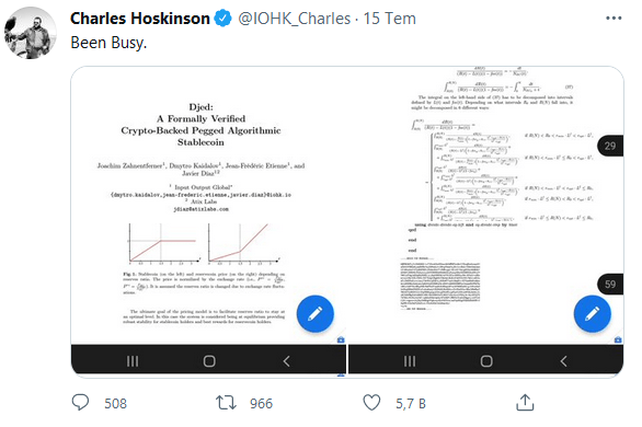 卡尔达诺（ADA）领导人表示他将解决稳定币问题