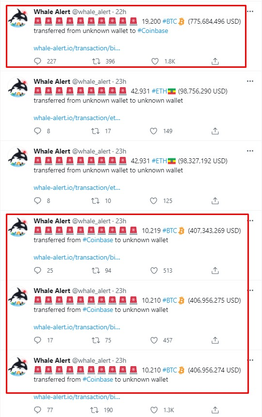 交易商在过去 24 小时内向 Coinbase 转移了 465,000 BTC。