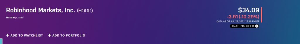 Robinhood 股票开始在纳斯达克交易。 公司估值320亿美元