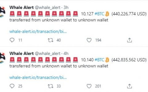 比特币鲸鱼转移了大量比特币