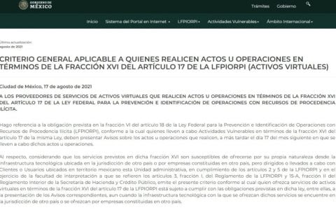 墨西哥：政府重申交易所报告比特币业务的义务