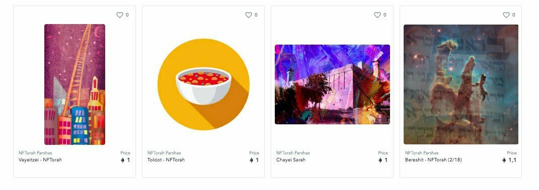 NFTorah 在 OpenSea 上销售的 NFT 示例