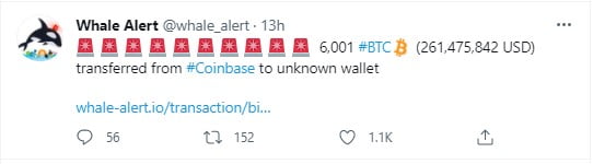 比特币鲸鱼转移了大量比特币