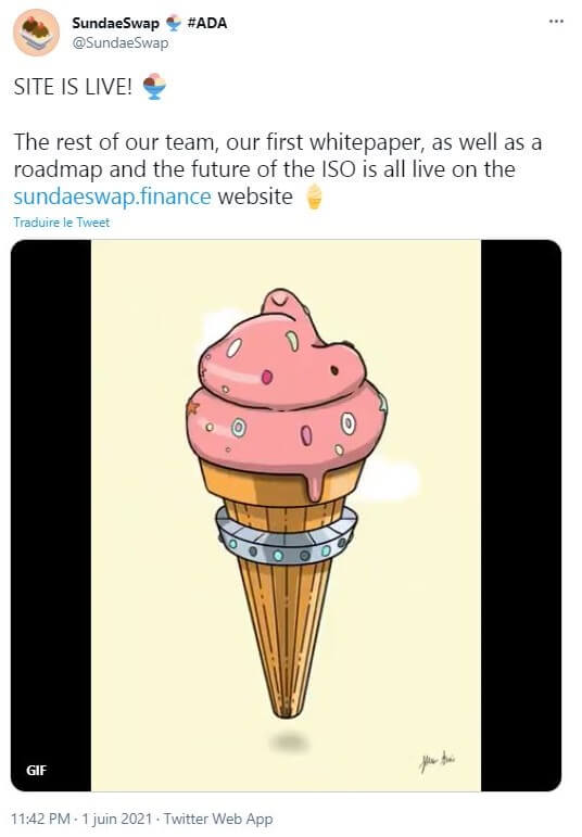 SundaeSwap 在 Twitter 上发布公告