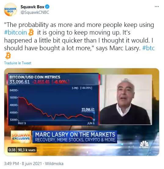 Squawk Box 发表于 Marc Lasry 的话 - Source Twitter