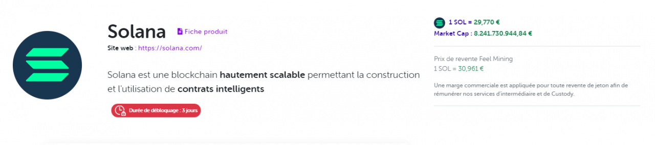 在 Feel挖矿 平台上购买 Solana 代币 (SOL)