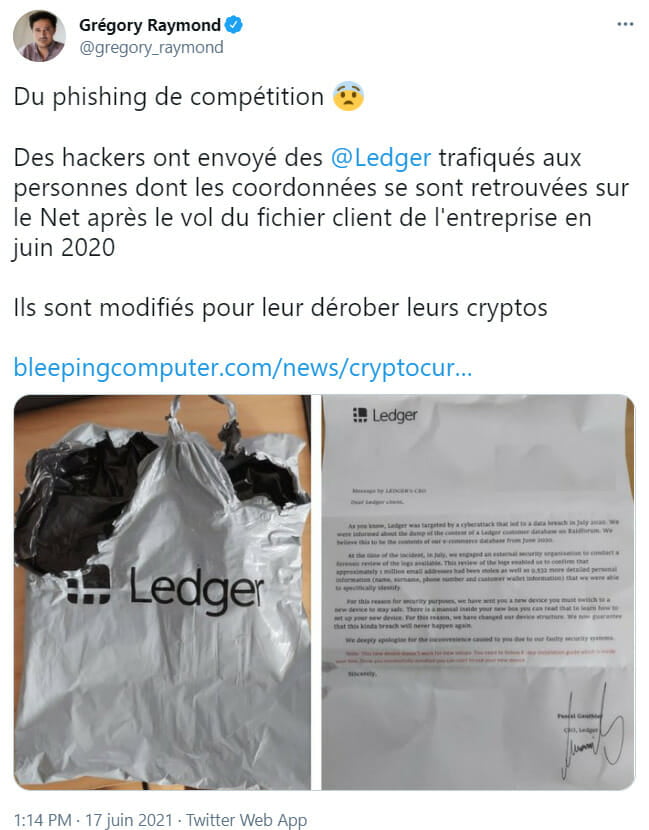 被贩卖且完全被感染的 Ledger – 当心这个想要窃取你的比特币的新骗局
