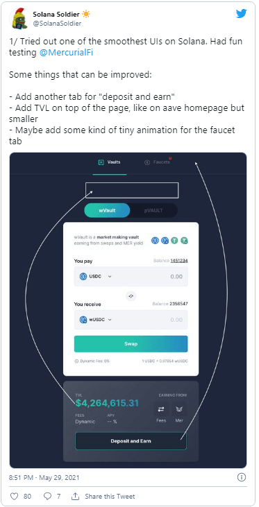 Mercurial Finance 社区分享了对平台进展的评测，尤其是在 twitter 上