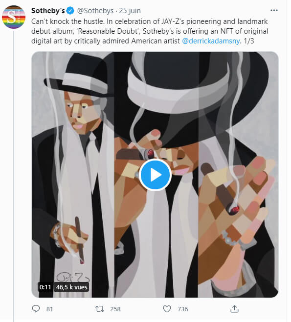 苏富比关于 NFT 的推文