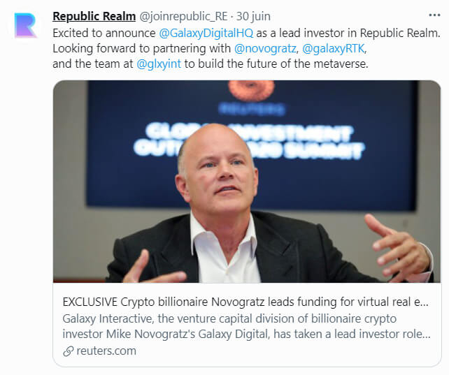 Repulic Realm 出版物 - 来源：Twitter