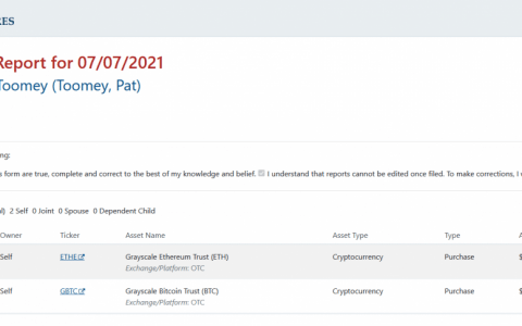 这些开始投资比特币……和狗狗币的美国参议员 走向政治家的转变？