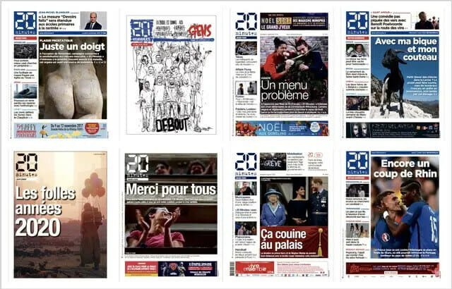 可供选择的 20 分钟日报标题列表 - 来源：20 分钟