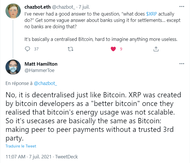 马特·汉密尔顿为 XRP 辩护，称其为比比特币本身更好的比特币