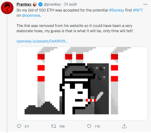 班克斯在以太坊上？ NFT Cryptopunk 好得令人难以置信