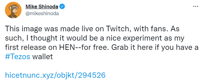 Mike Shinoda 的 Twitter 帖子宣布在 Twitch 上出售实时 NFT