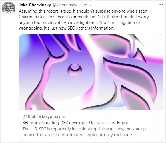 SEC 拿 Uniswap 团队“开刀”，DeFi 将迎来监管新时代？