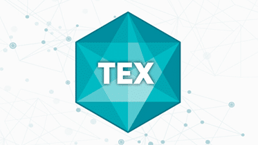 去中心化交易所 TEX 的标志，菱形为海军绿色，名称在中心。