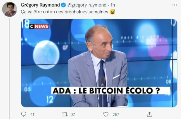 格雷戈里·雷蒙德 (Gregory Raymond) 在推特上分享了卡尔达诺 (ADA) 和比特币 (BTC) 之间的不合理比较，它们几乎没有共同点