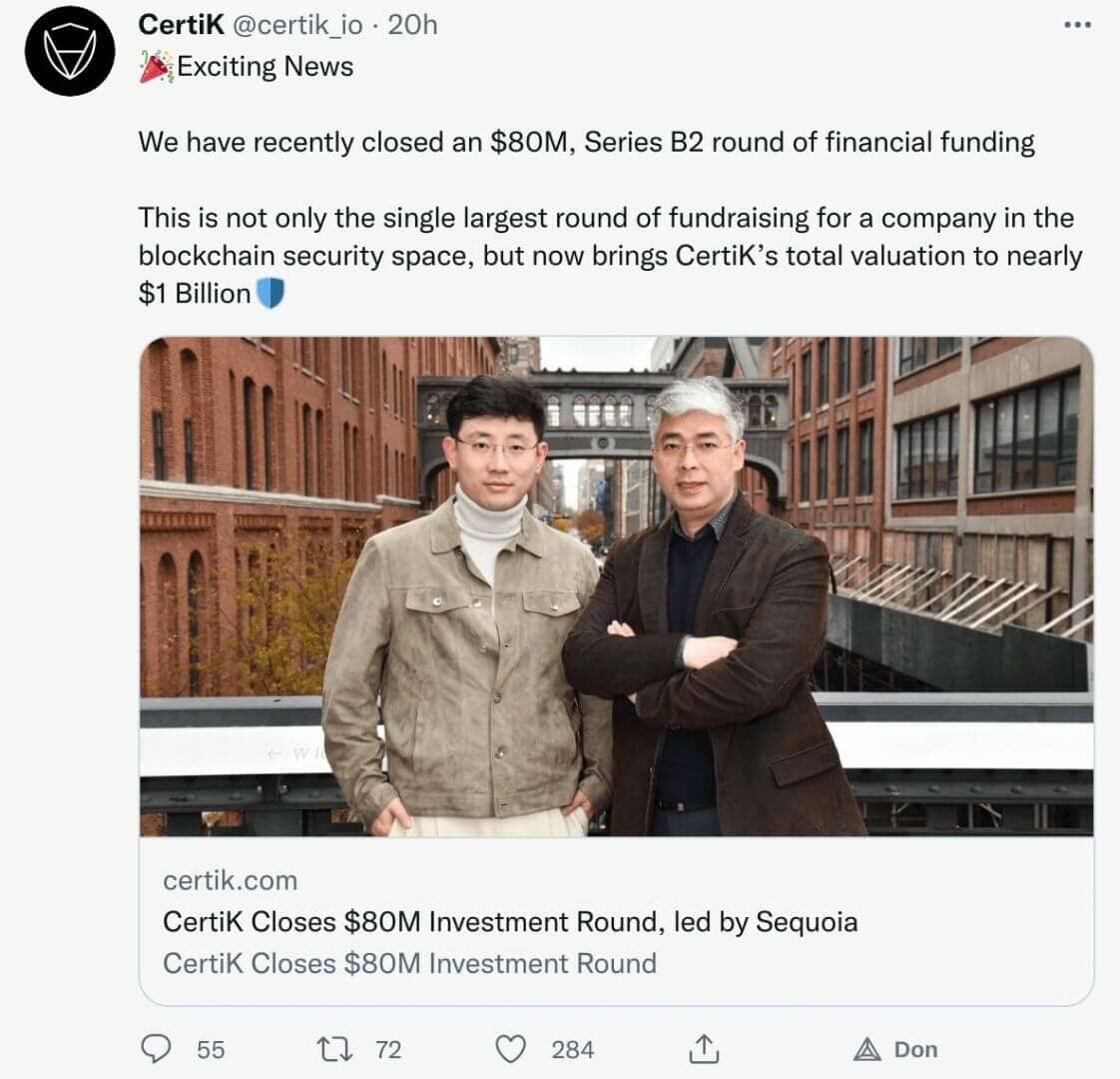 Certik 宣布已融资 8000 万美元