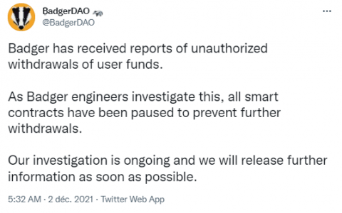 BadgerDAO 攻击：超过 1.2 亿美元的 BTC 和加密货币被盗走？
