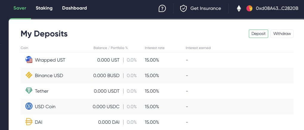 Orion Money 应用程序提供了不同的稳定币选择
