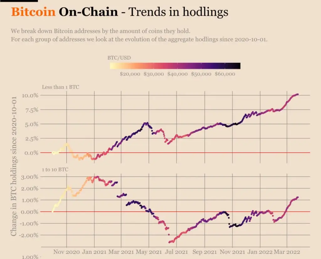 持有者持有的 BTC 增长。