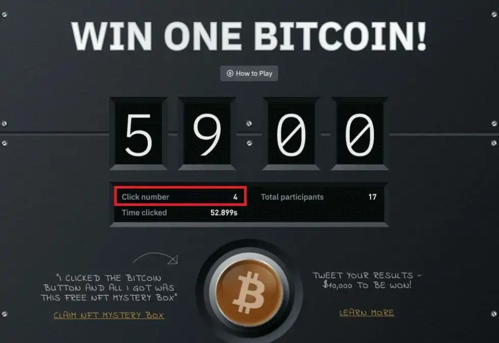 这是按下按钮后的比特币按钮游戏界面页面