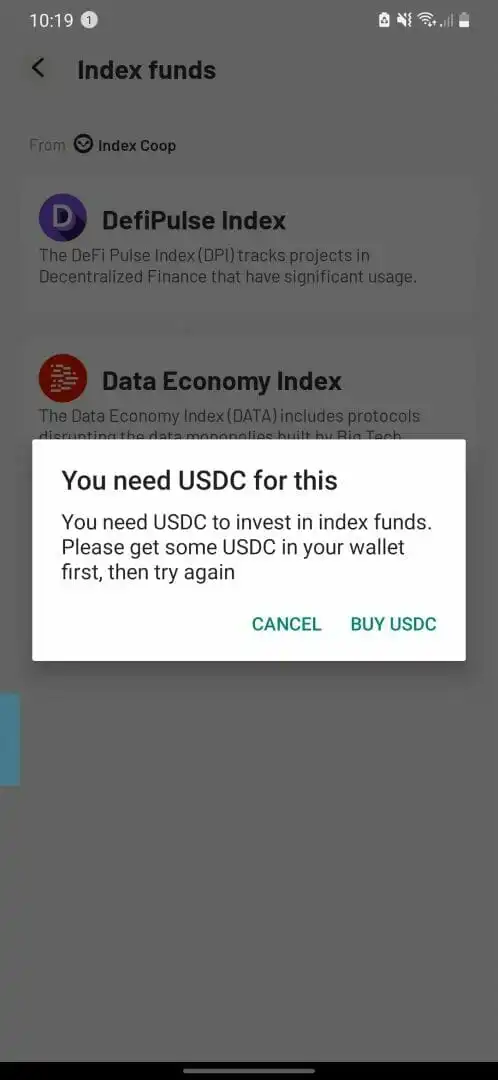 一些指数基金将要求你拥有 USDC