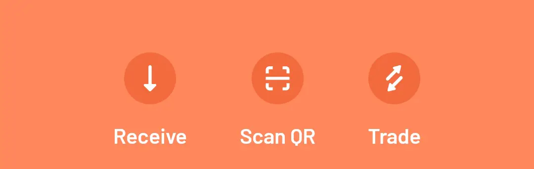 “资产”窗口中的主要选项是接收、发送和出售加密货币 
