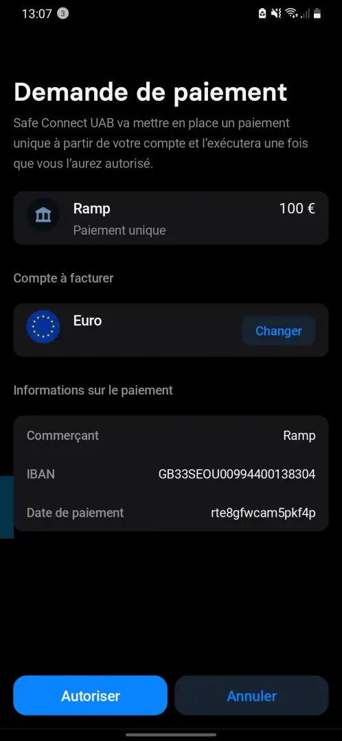 交易的结束将在 Revolut 应用程序上完成。 