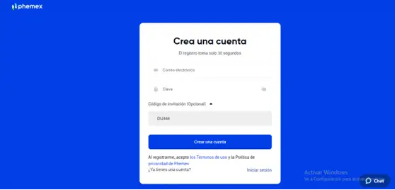 创建一个 phemex 帐户