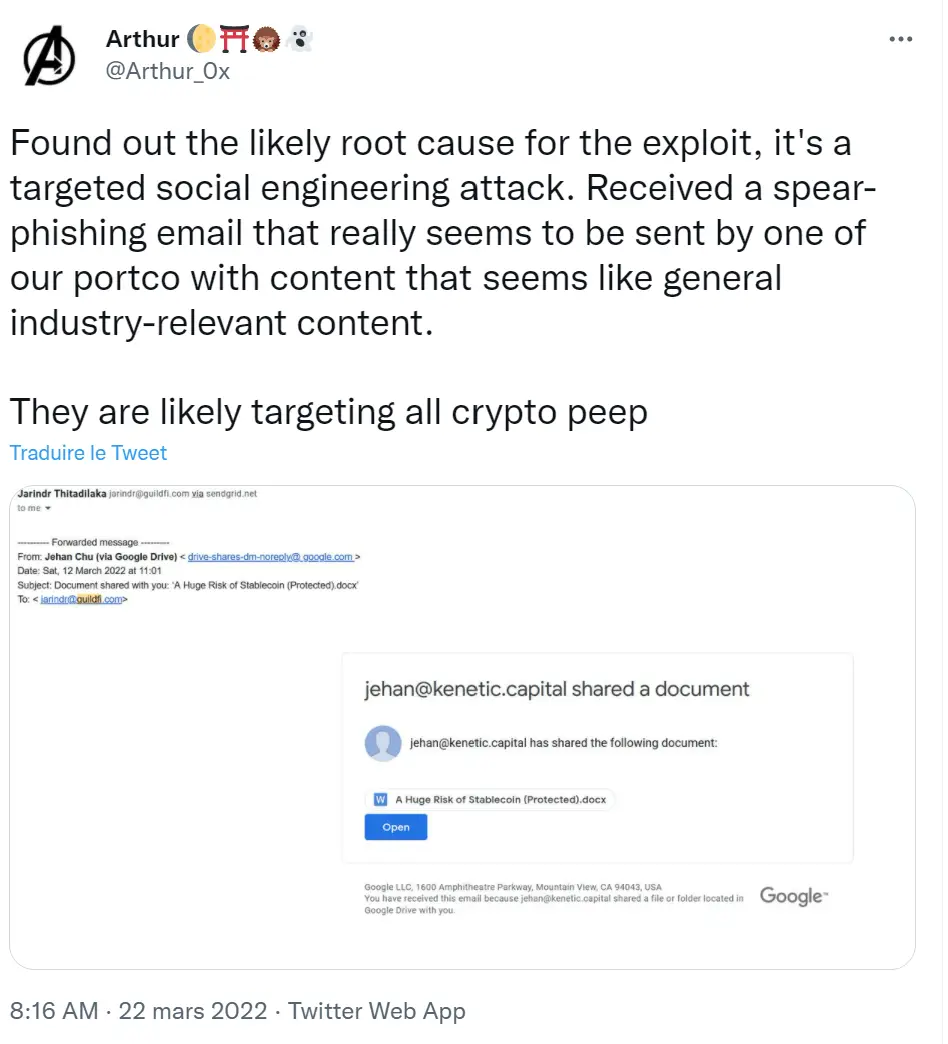 DeFinance创始人的推文