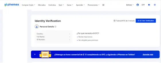 验证身份-phemex-帐户