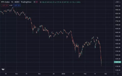 俄罗斯股市暴跌 13%，比特币上涨